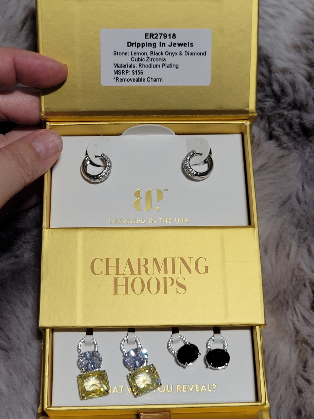 FREE OG W/purchase - Silver Pave Hoop Earrings - Charming Hoops - Picture 2 of 2